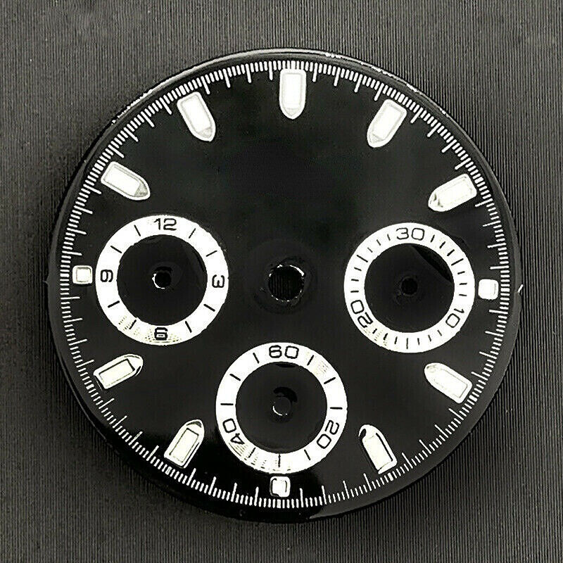29MM green luminous watch dial for VK63 movement, featuring bright visibility and precise design.