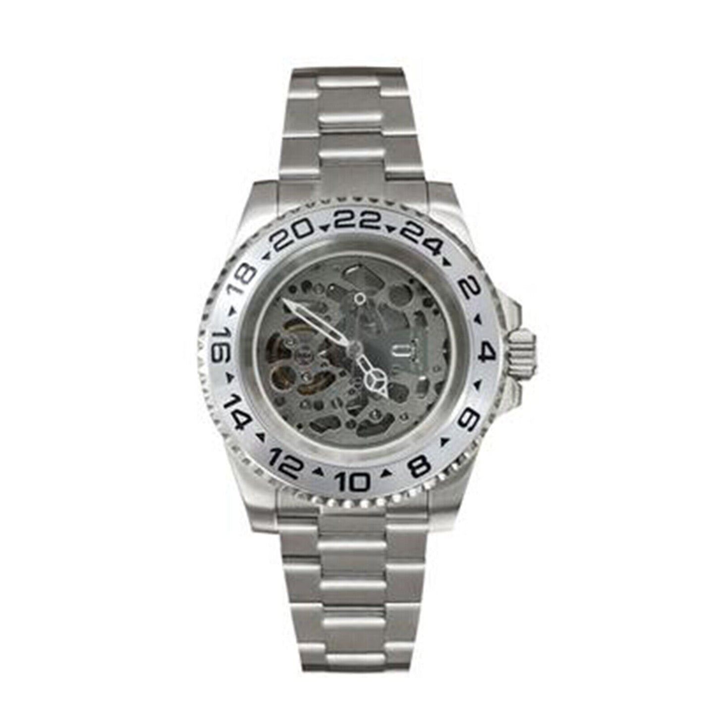 NH70 Caja de reloj de acero inoxidable de 40mm Cristal de zafiro Esfera hueca Manecillas luminosas