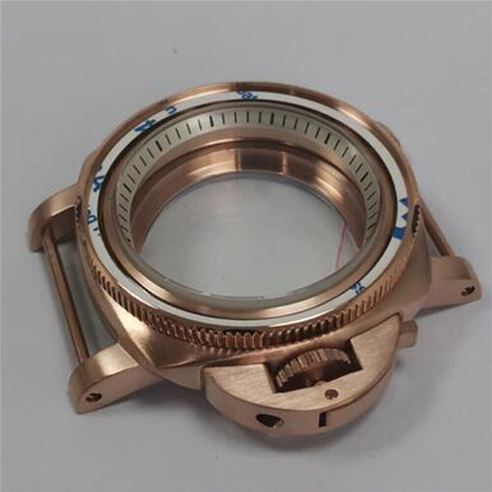 Caja de reloj de acero inoxidable PVD oro rosa de 42mm para NH35/36 con sombra interior blanca