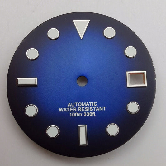 29mm gradient green luminous watch dial for NH35 NH36 movement by brand NEW, enhancing watch readability.