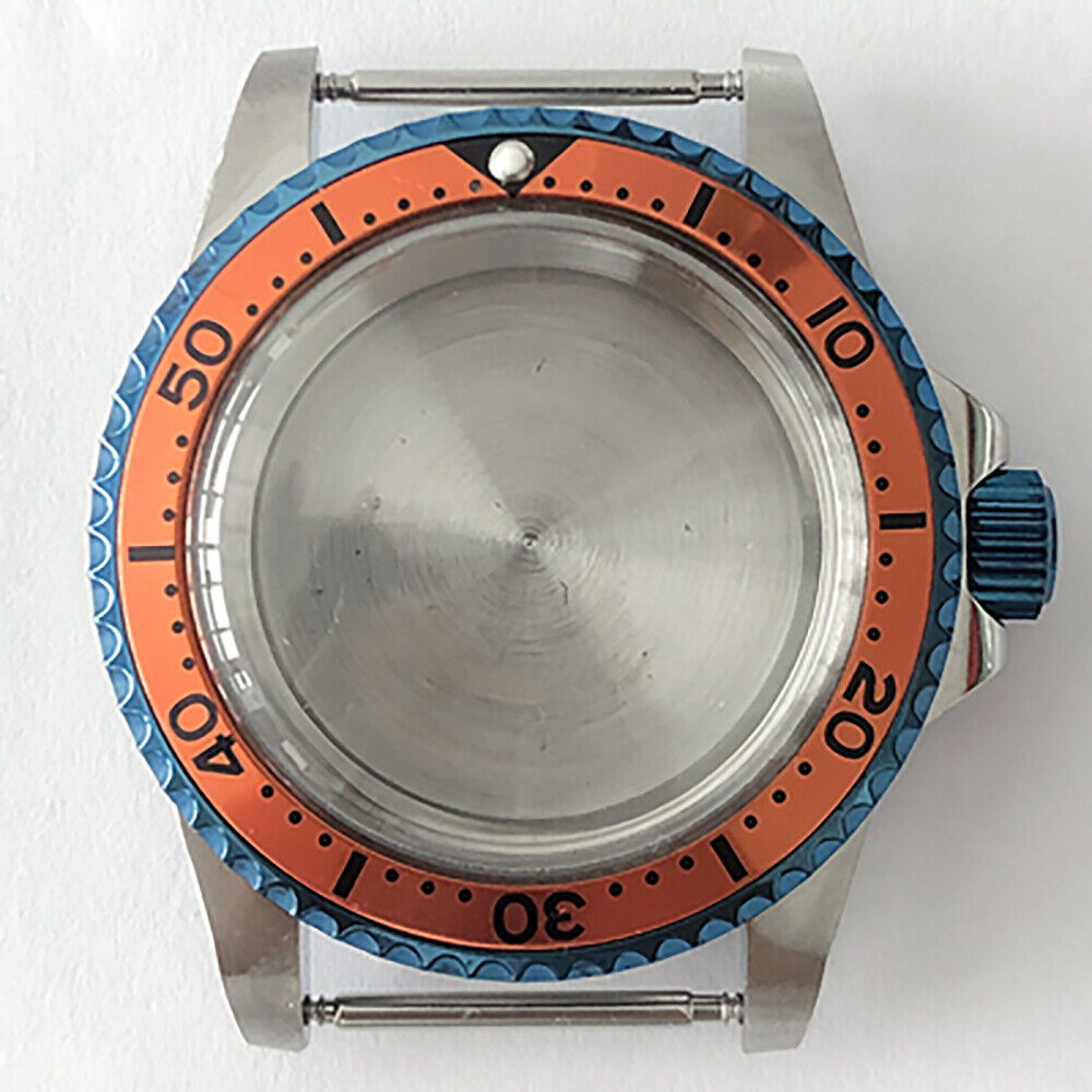 Caja de reloj de acero inoxidable retro azul de 39.5mm + espejo acrílico para NH35/NH36