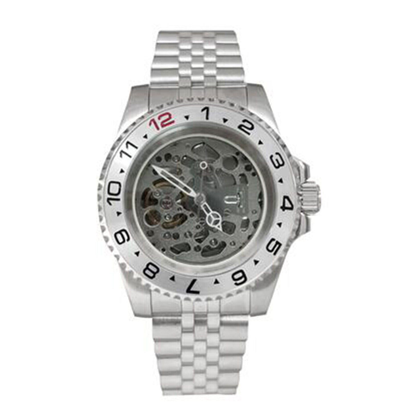 NH70 Caja de reloj de acero inoxidable de 40mm Cristal de zafiro Esfera hueca Manecillas luminosas