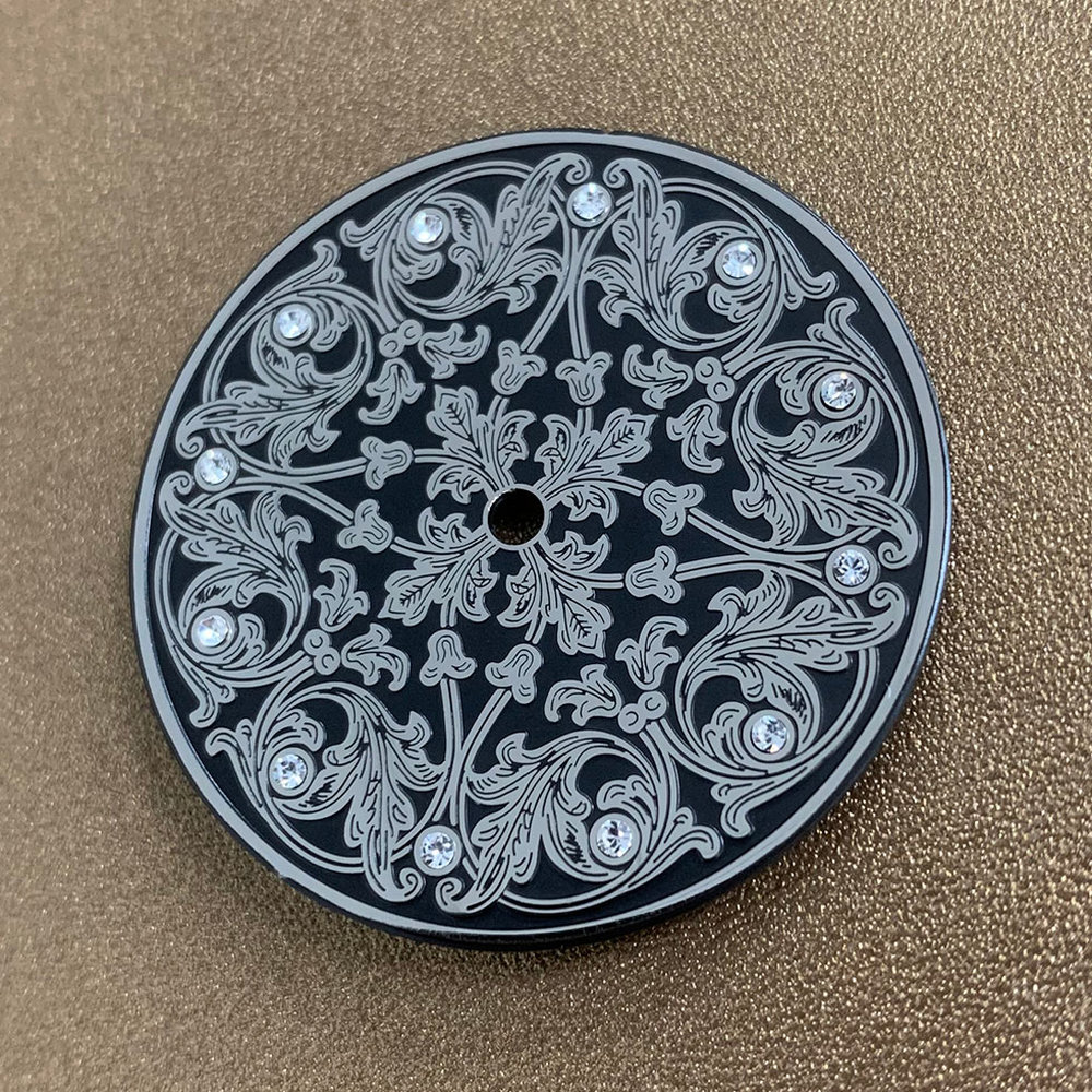 36mm 3D carved watch dial for Swiss ETA 6497/6498, Seagull ST3600/ST3620 with precise detailing.