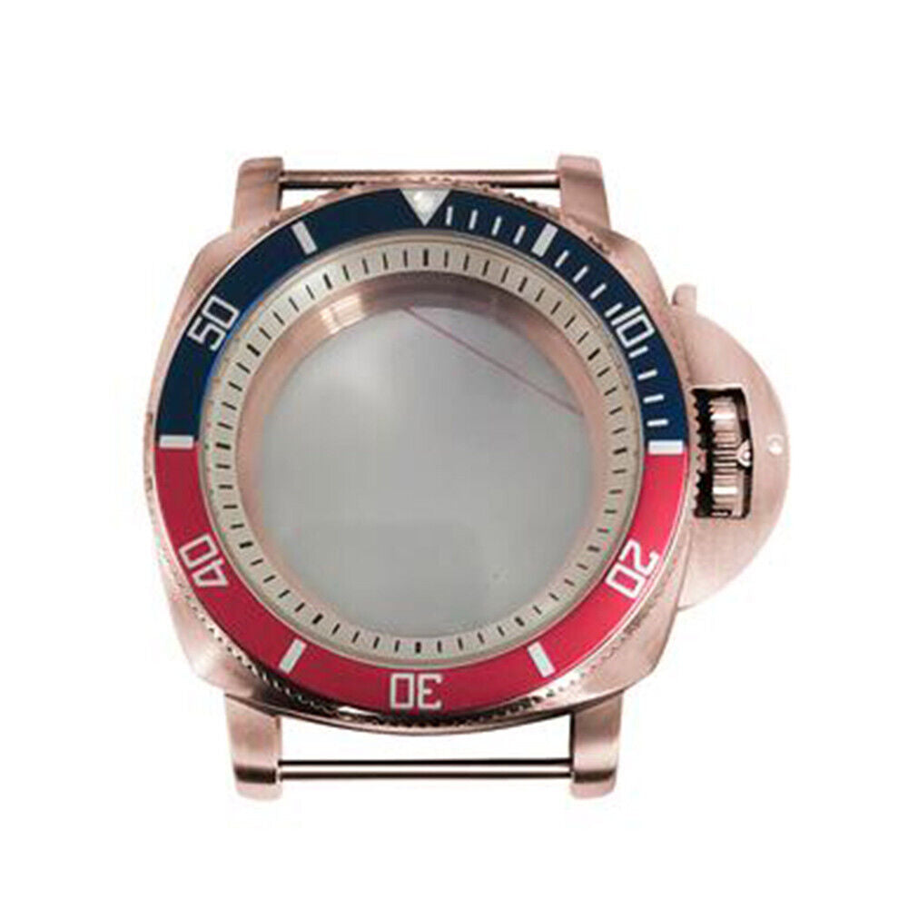 Caja de reloj de acero inoxidable PVD oro rosa de 42mm para NH35/36 con sombra interior blanca