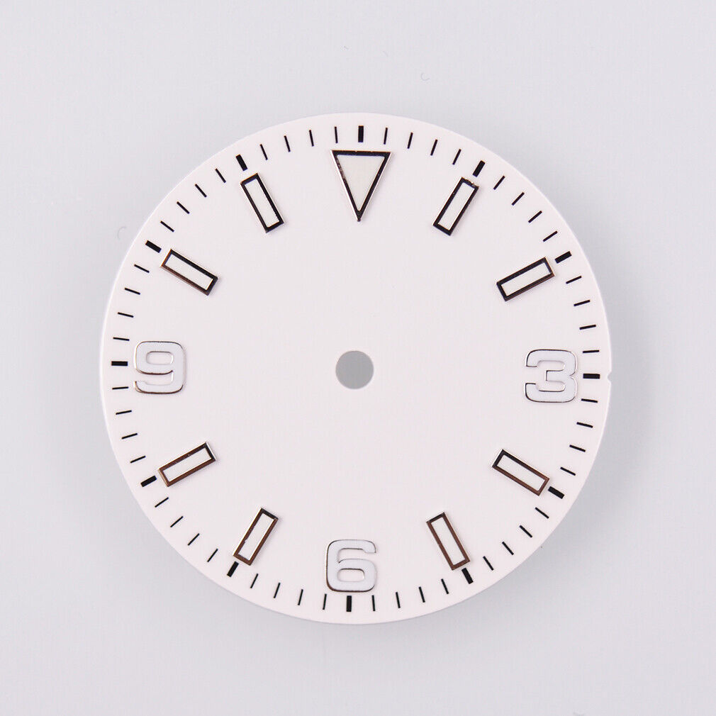 29mm green lume watch dial by MYT with luminescent markers, compatible with NH35/36 and ETA movements.
