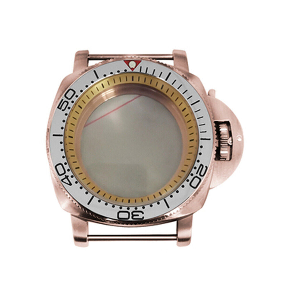 Caja de reloj de acero inoxidable PVD rosa dorado de 42mm para movimiento NH35/NH36/4R/7S