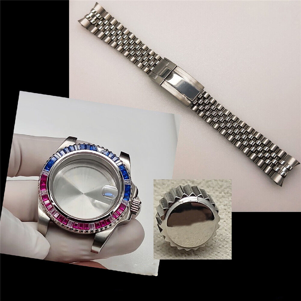 Sleek Jewelled 41MM 316L Stainless Steel Bracelet Strap for NH35 watches, durable and stylish.