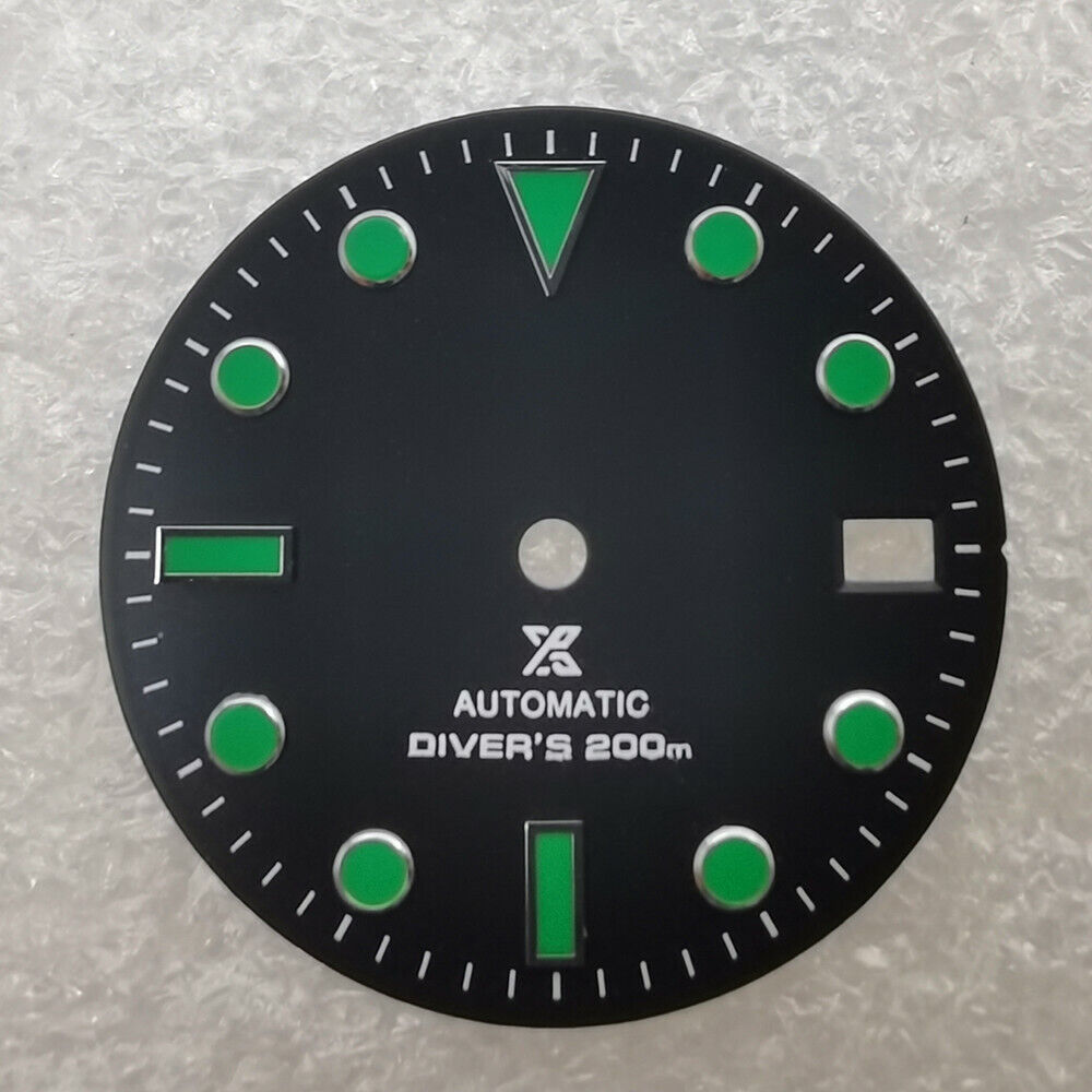 Cadran de montre neuf de 28,50 mm, vert lumineux, adapté au mouvement NH35 #04