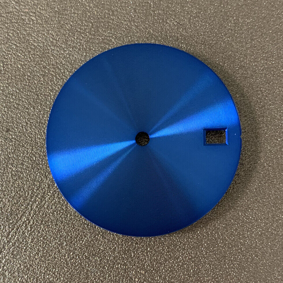 28.5mm shiny C2 watch dial with calendar window for NH35 movement, perfect for custom watch builds.
