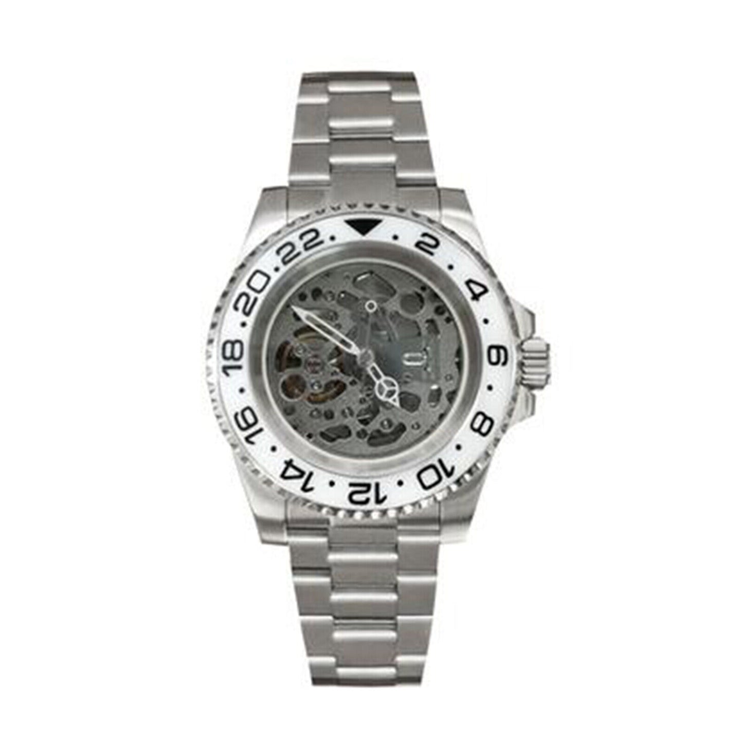 NH70 Caja de reloj de acero inoxidable de 40mm Cristal de zafiro Esfera hueca Manecillas luminosas