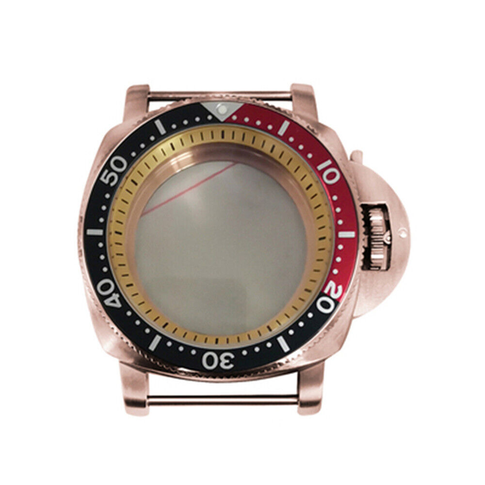 Caja de reloj de acero inoxidable PVD rosa dorado de 42mm para movimiento NH35/NH36/4R/7S