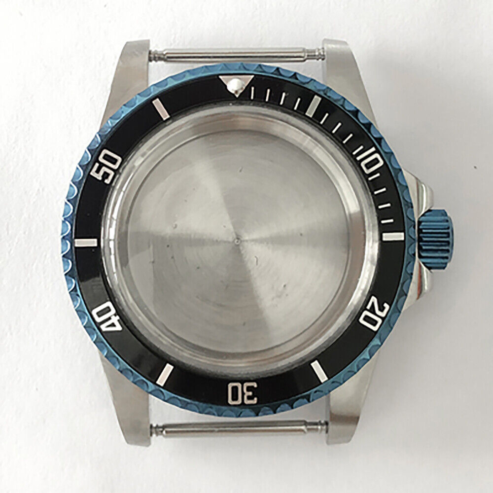 Caja de reloj de acero inoxidable retro azul de 39.5mm + espejo acrílico para NH35/NH36