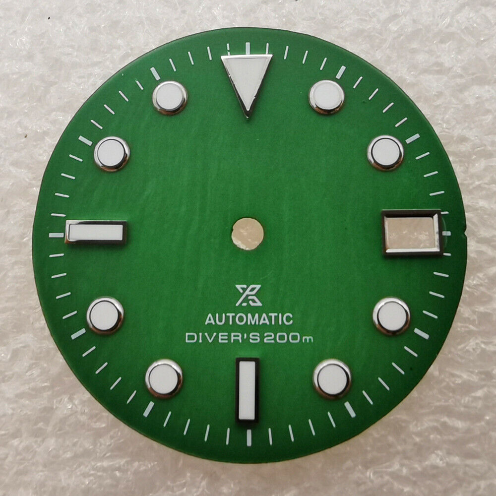 28.50mm green lume shell watch dial, compatible with NH35/NH36 movement for stylish repairs