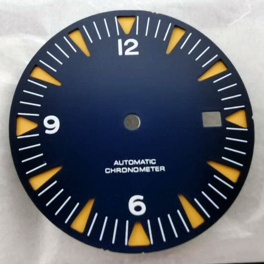 36.5mm luminous watch dial compatible with ETA 2836, Miyota 8205 movements, perfect for watch repairs.