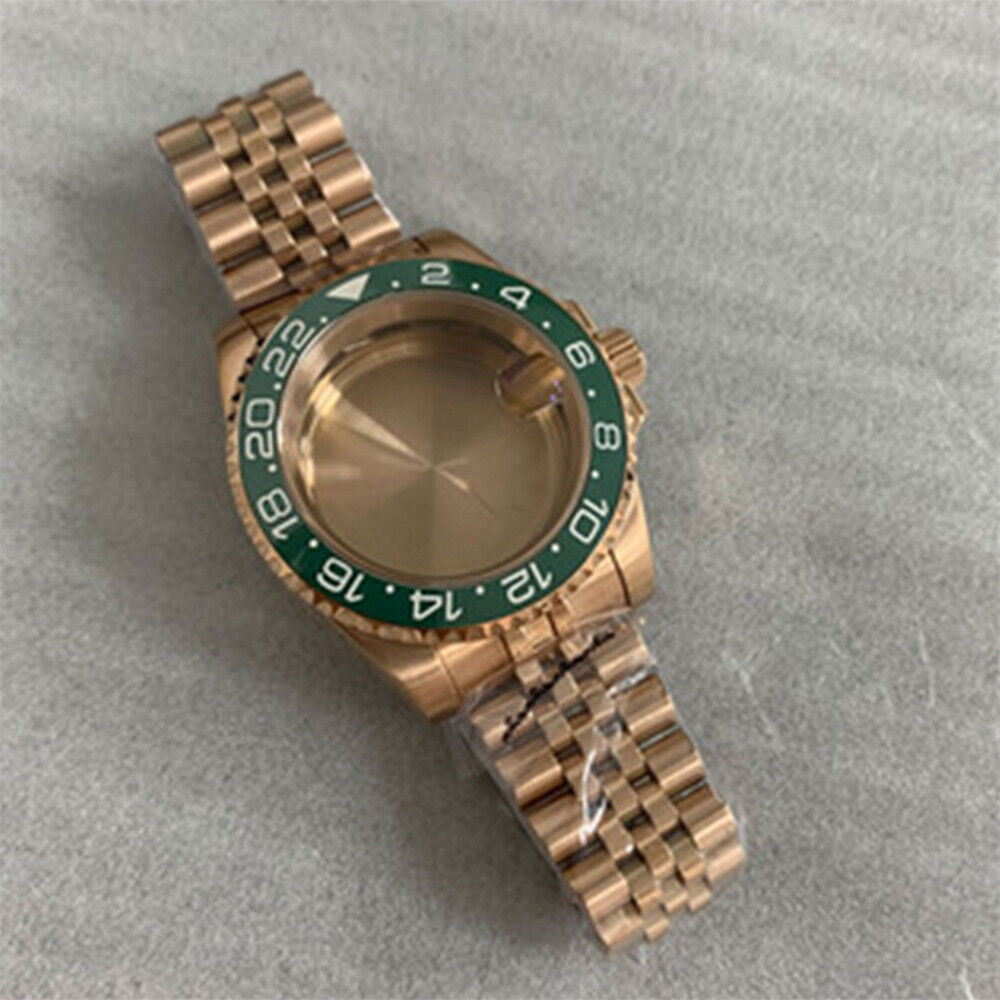 Caja de reloj de 40MM con correa para NH35/NH36 Cristal de zafiro Piezas de caja y correa de reloj
