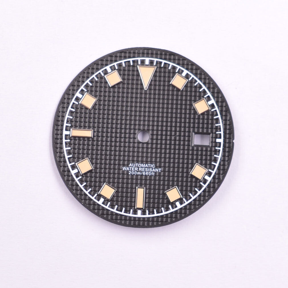 Cadran de montre lumineux vert de 33,5 mm compatible avec les mouvements NH35/35A et NH36/36A
