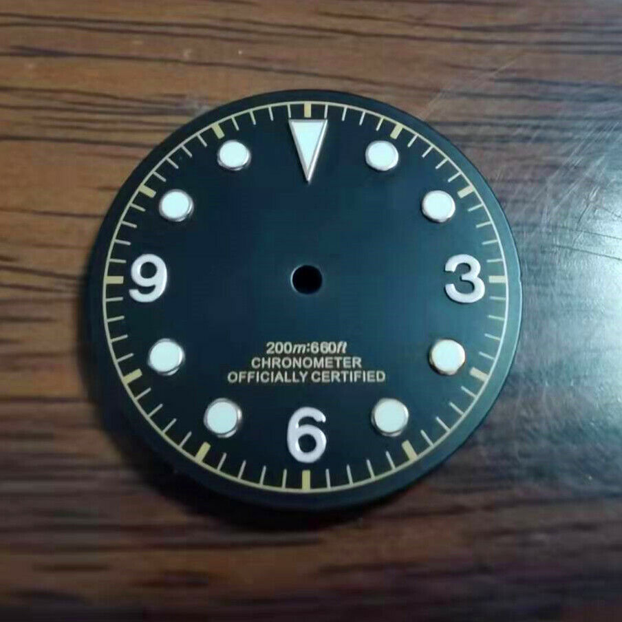 30.5mm green lume watch dial for ETA2824/2836 8215 DG2813 ST1612 movements, high visibility design.