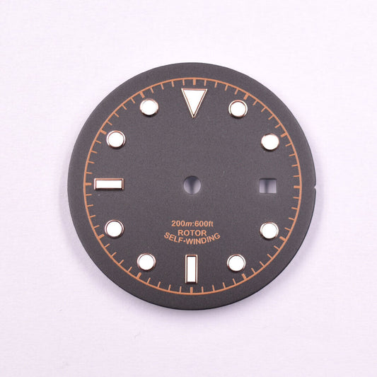 Green luminous 33.50mm watch dial for ETA2836 MYT 8215 8205 DG2813 movements, glow-in-the-dark accessory.