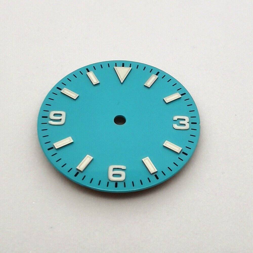 29mm Oyster 369 green lume watch dial, fits NH35/NH36 MZ2813 movements, precise design.