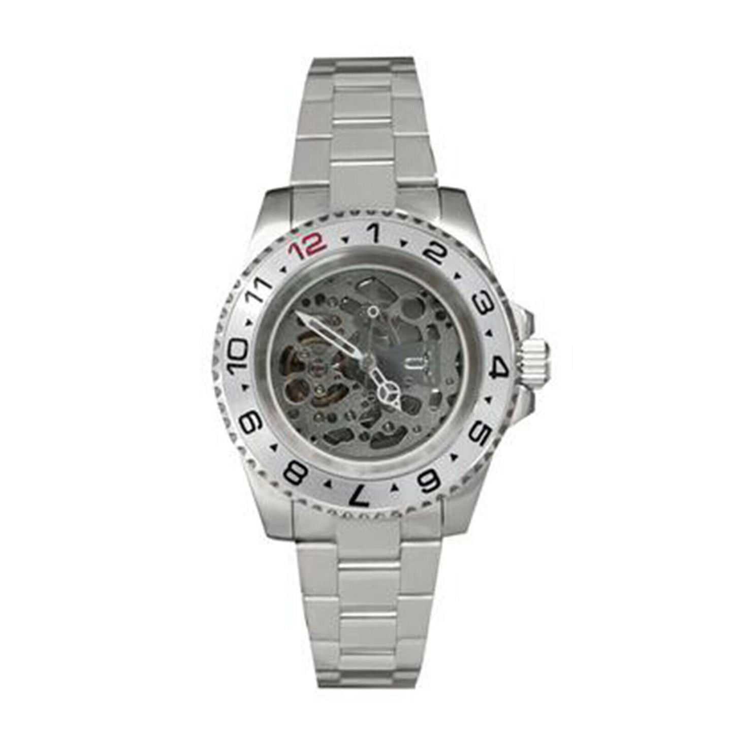 NH70 Caja de reloj de acero inoxidable de 40mm Cristal de zafiro Esfera hueca Manecillas luminosas