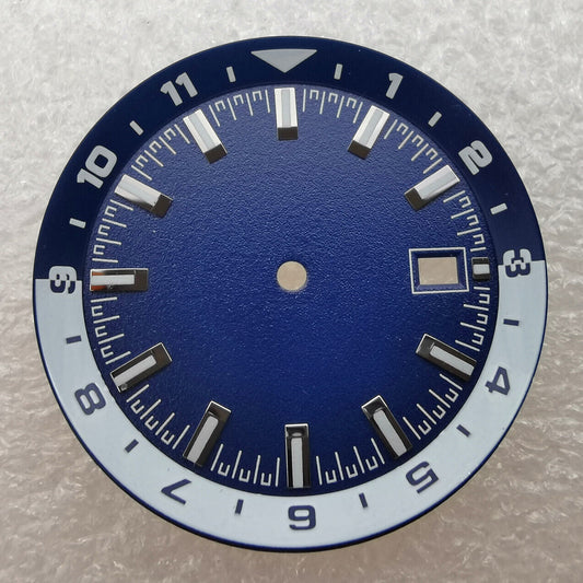 Green luminous 36.5mm watch dial designed for NH35 NH36 movement, featuring inner dial details for precision.