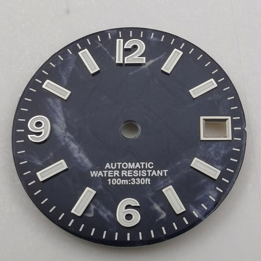 29mm green luminous watch dial, 3D printed for NH35 NH36 movement compatibility.
