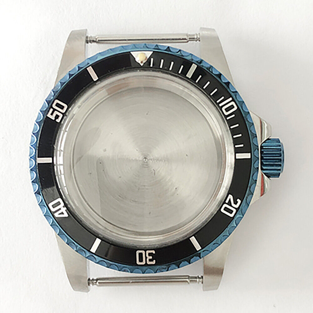 Caja de reloj de acero inoxidable retro azul de 39.5mm + espejo acrílico para NH35/NH36