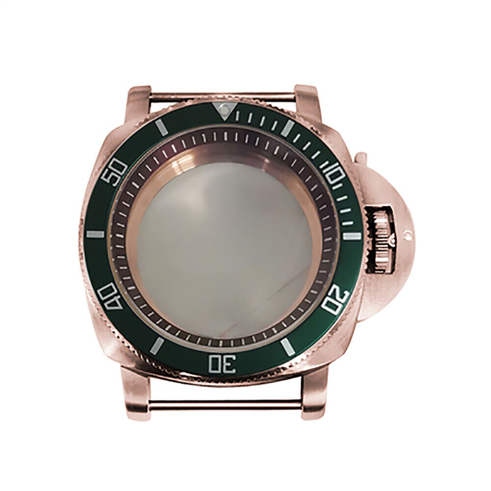 Caja de reloj de acero PVD rosa dorado con espejo mineral de 42MM para NH35/NH36/4R/7S