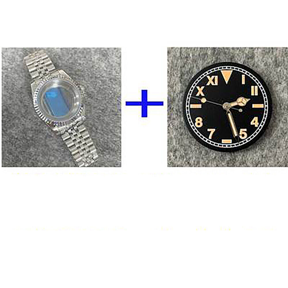 Caja de reloj de acero inoxidable con fondo transparente de 39mm + correa + esfera + manecillas para NH35/NH36