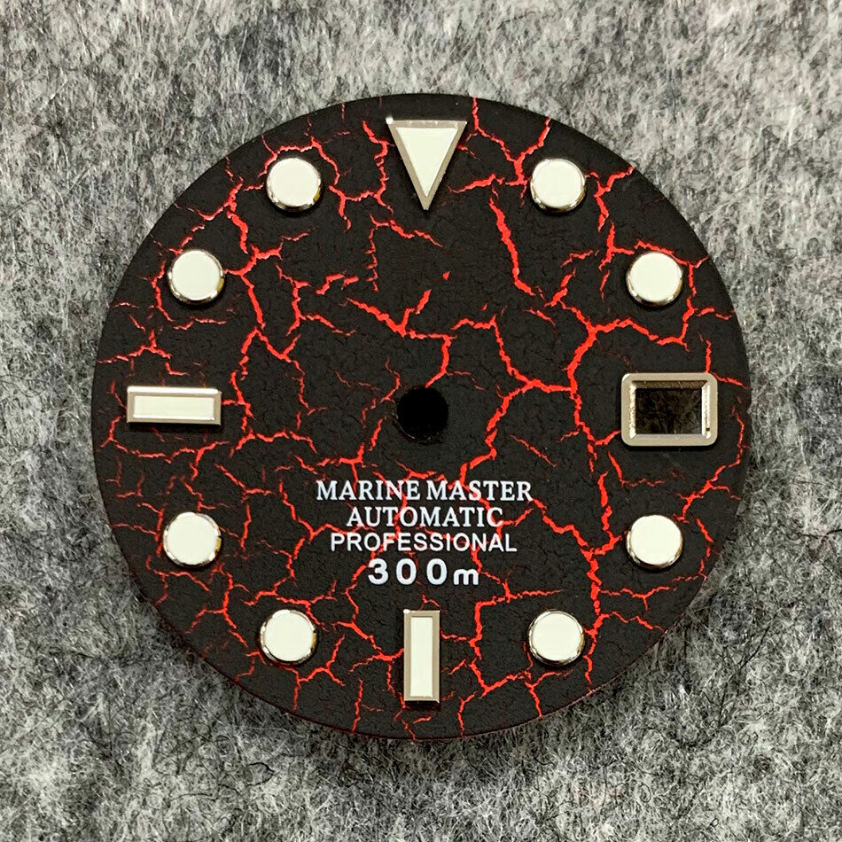 Cadran de montre craquelé de 28,5 mm, lumineux et normal, compatible avec le mouvement NH35