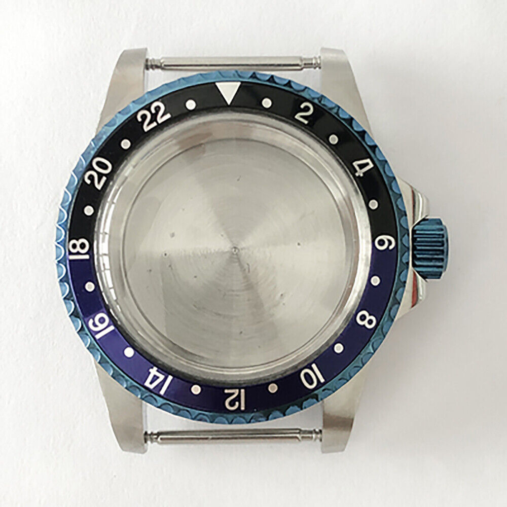 Caja de reloj de acero inoxidable retro azul de 39.5mm + espejo acrílico para NH35/NH36