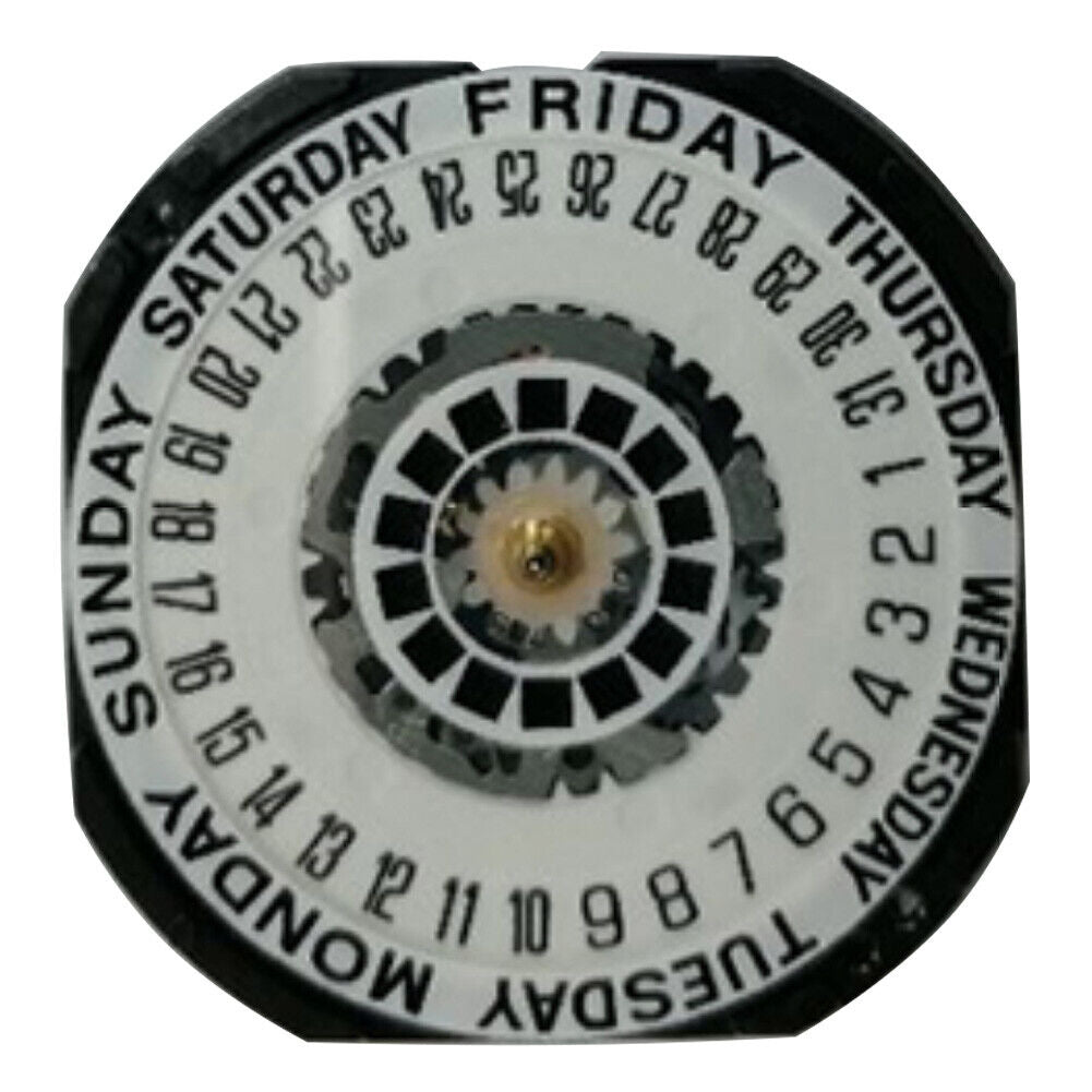 Hattori Epson VX44E quartz movement with white and gold dial, precision Japan-made watch accessory.