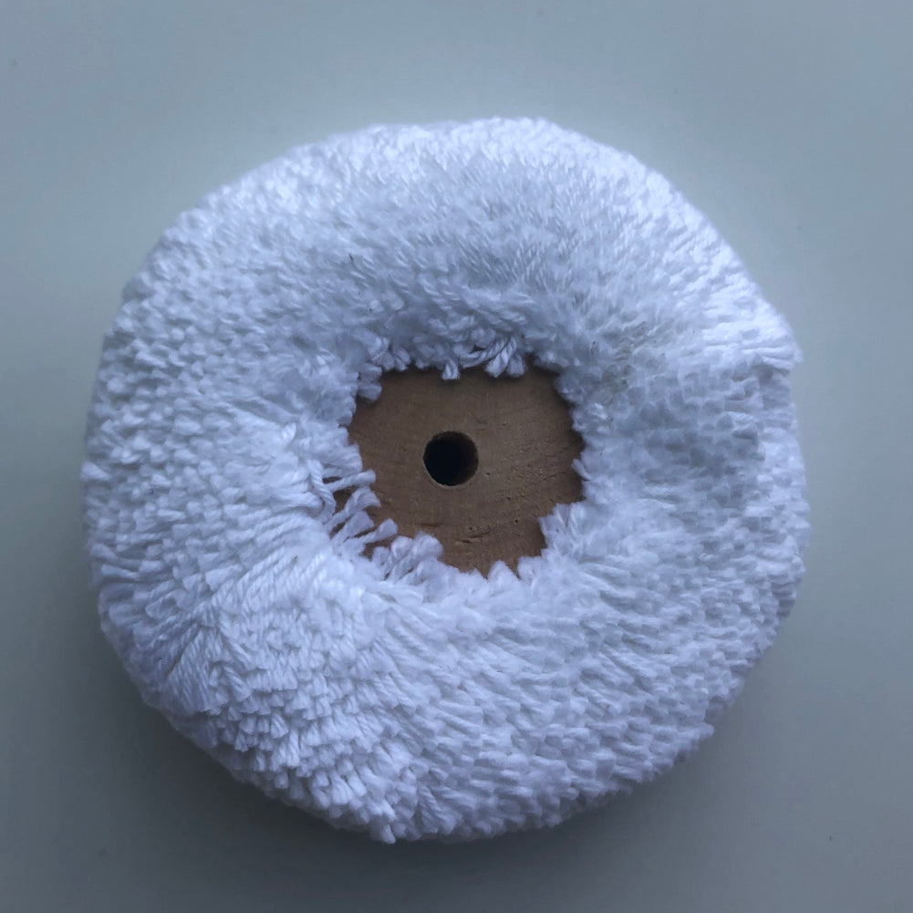 Bergeon 1177 80mm cotton polishing wheel for precise watch accessory cleaning and finishing.