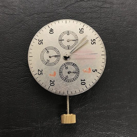 Asian 7750 Automatic Chronograph Movement showing ETA 7753 layout at 3, 6, and 9 o?clock positions for watch repair and assembly