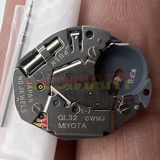 Miyota GL32 Japan quartz watch movement, silver finish, precise replacement for GL30 1L32 models