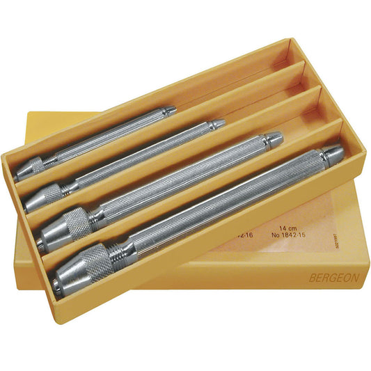 Bergeon 1842-B set of 4 square head pin vice holders for precise watch accessory repairs