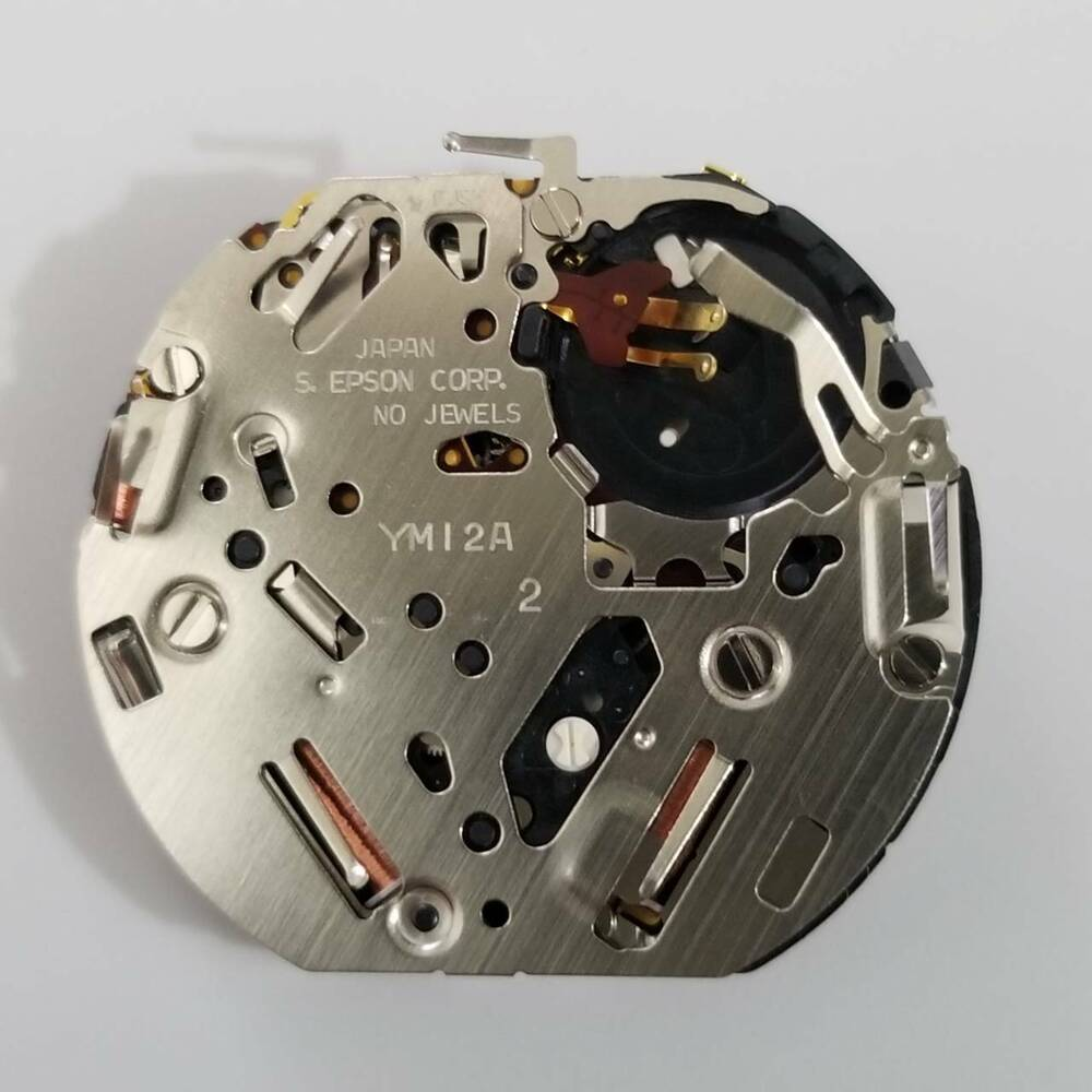 Epson YM12 quartz watch movement for precise timekeeping in watch accessories, reliable repair part.