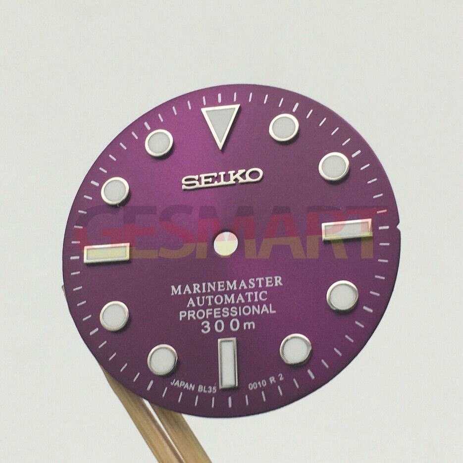 Watch Dial 28.5mm with luminous markers, compatible with NH35 movement, perfect for replacements.