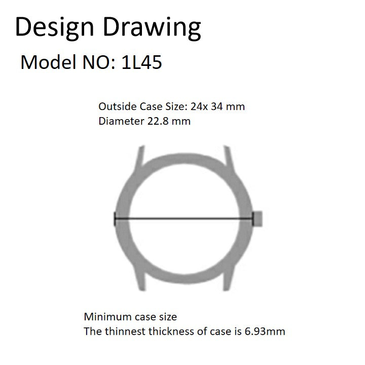 Miyota 1L45 Japan quartz movement close-up for precision watch accessories performance.