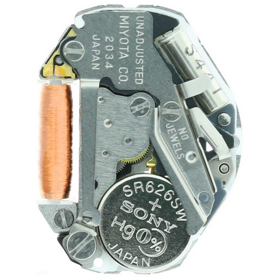 Miyota 2034 Japan quartz movement, precision timekeeping for watch accessories.