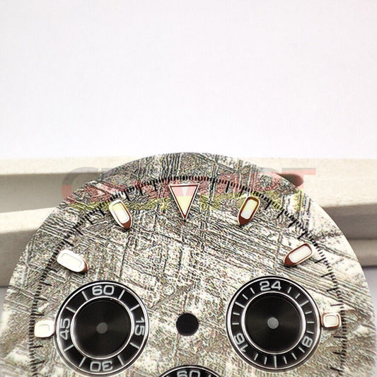 Green lume 32.5mm Grey Rock Style Matted watch dial for VK63 quartz movement, modern design.