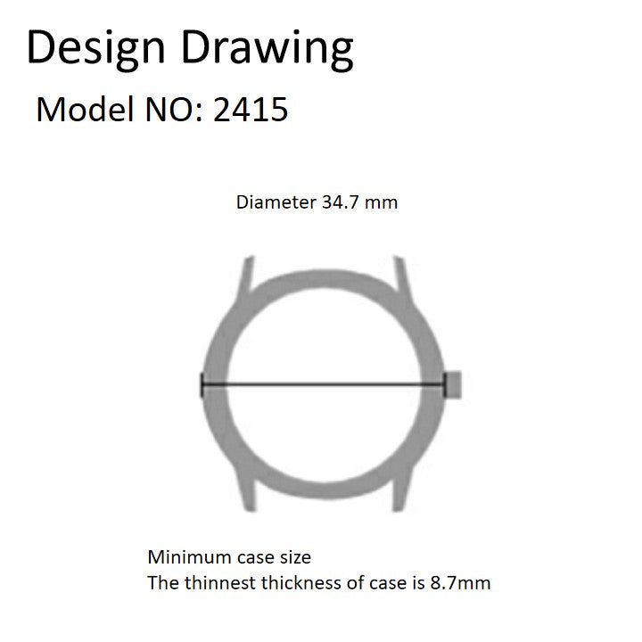 Miyota 2415 Japan Quartz Movement for watches, date display at 6 o'clock, precision timekeeping.