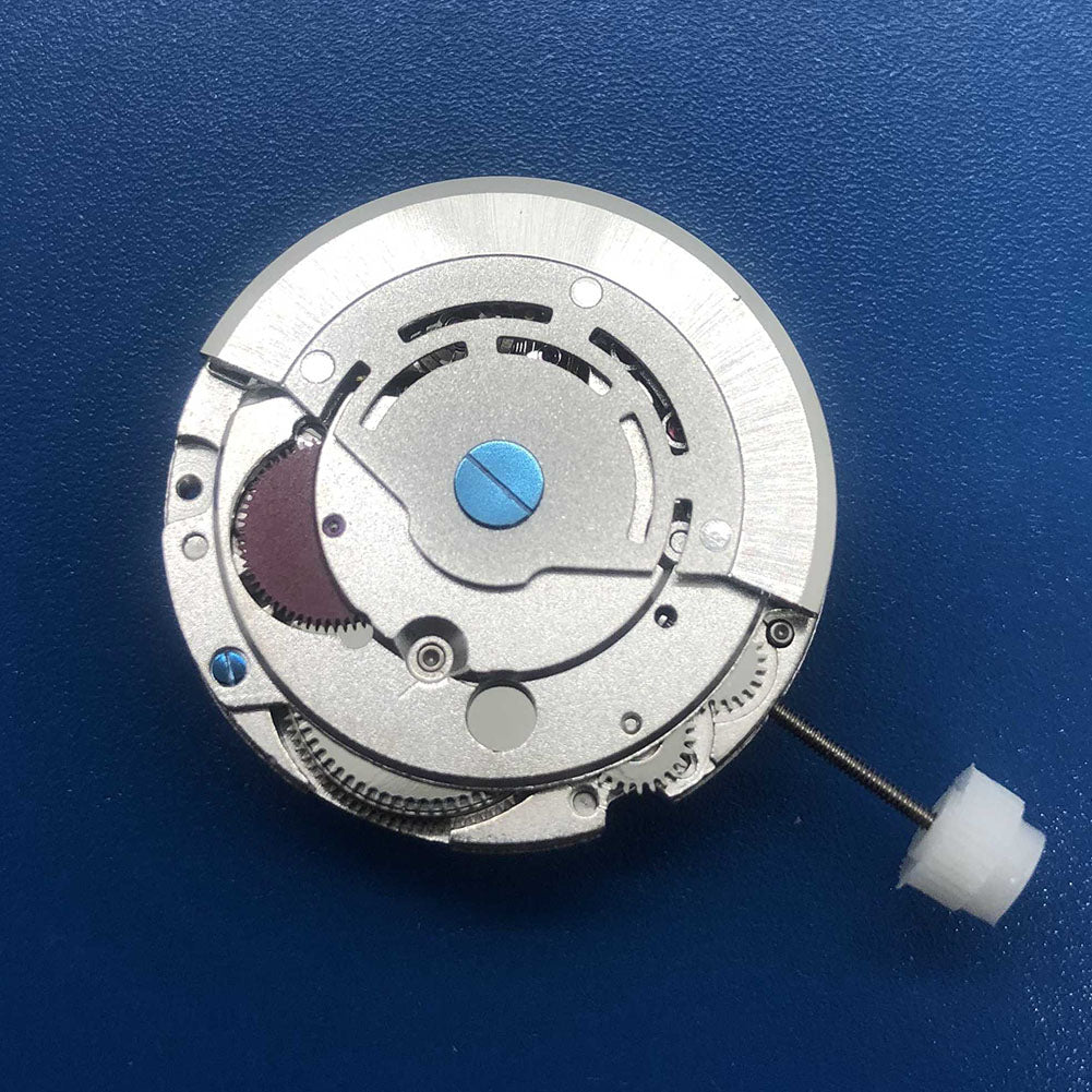 Mingzhu DG2813 automatic watch movement in silver finish with 3 hands for precise timekeeping.
