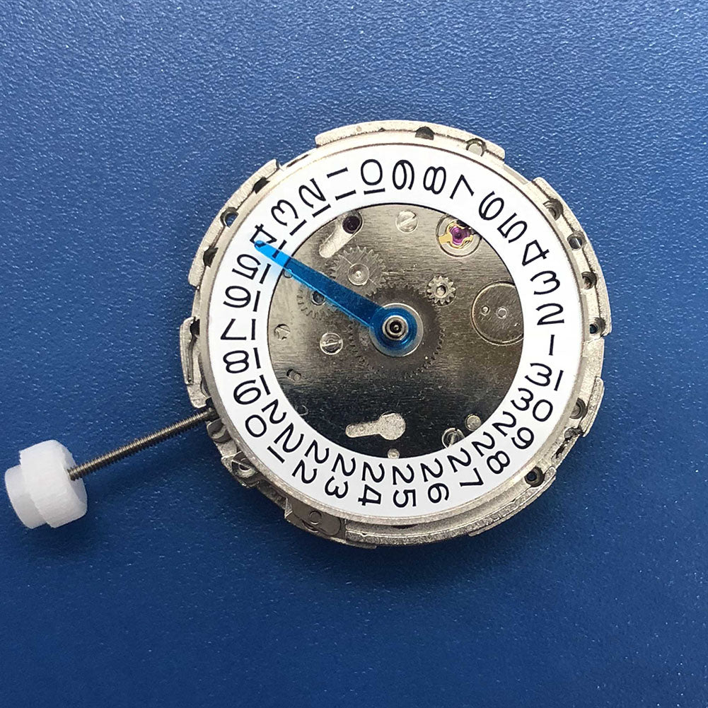 DG2813 silver automatic watch movement with 4 hands and adjustable 24-hour GMT, designed for precise timekeeping.