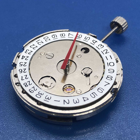 DG2813 silver watch movement with 3 hands and single calendar, mechanical precision for watch accessories.