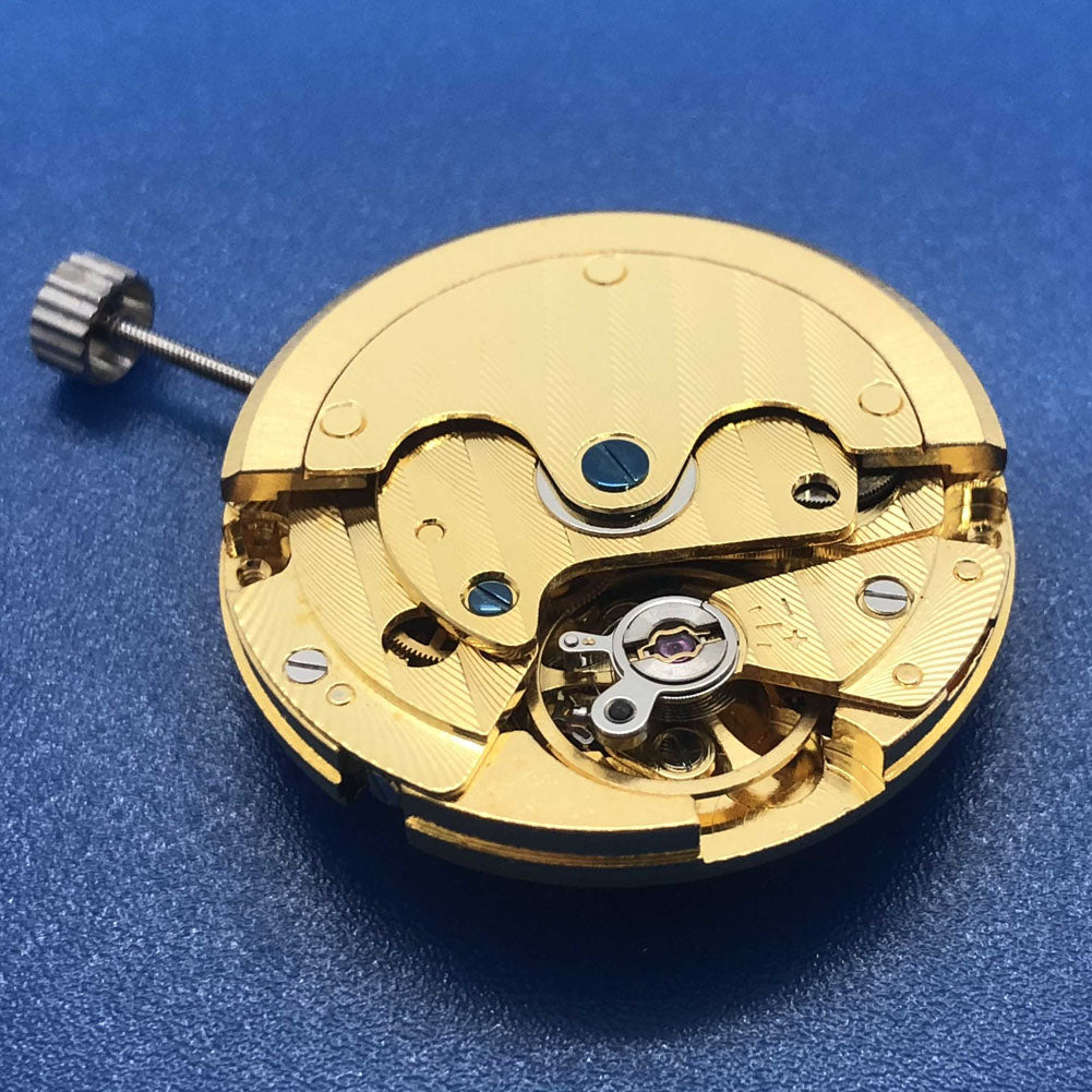 DG2813 automatic watch movement featuring 3 hands and single calendar, hollowed-out design for precise timekeeping.