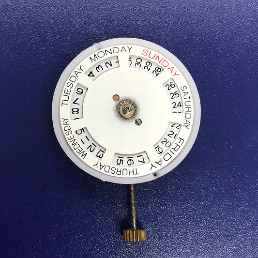 DG2813 automatic mechanical watch movement with day-date function, silver finish for replacements.