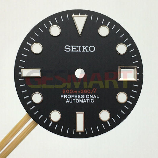 Orange and white 28.5mm luminous watch dial with NH35 movement, perfect for replacement parts.