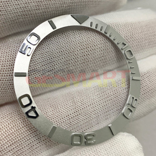 Silver convex SUB steel watch bezel insert, 38mm/30.8mm size, durable watch accessory for repairs and customization.