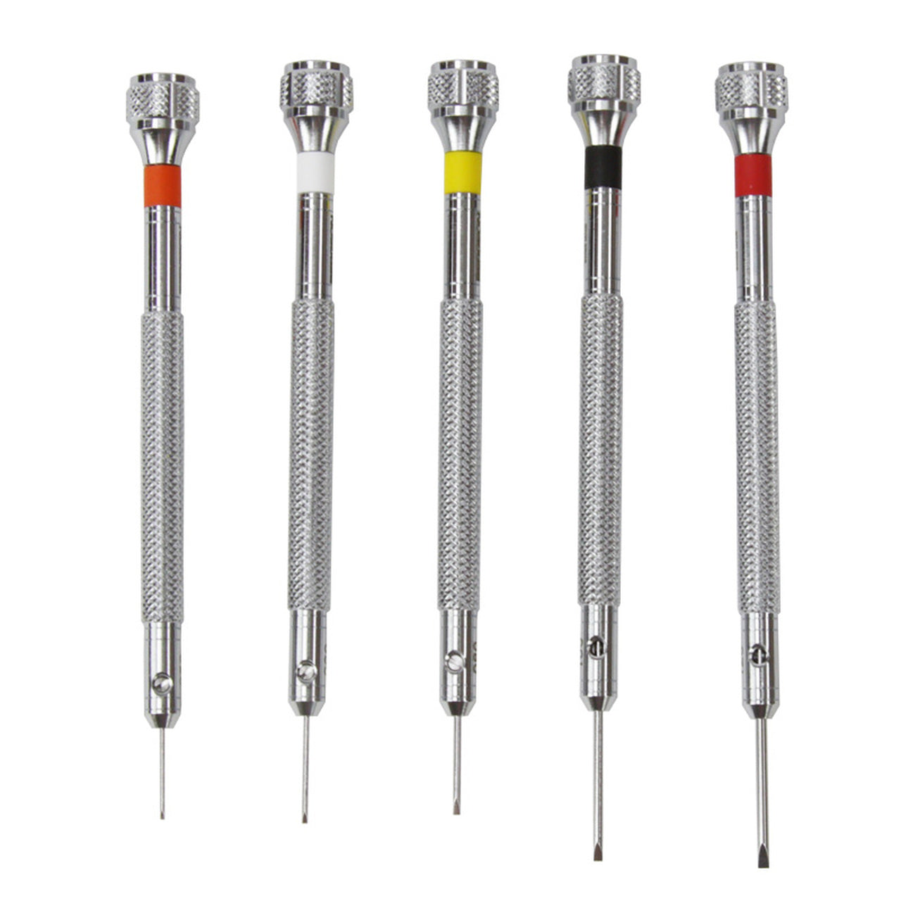 Bergeon 30080-P05 watchmakers screwdrivers set in black pouch for precise watch repair and adjustment.